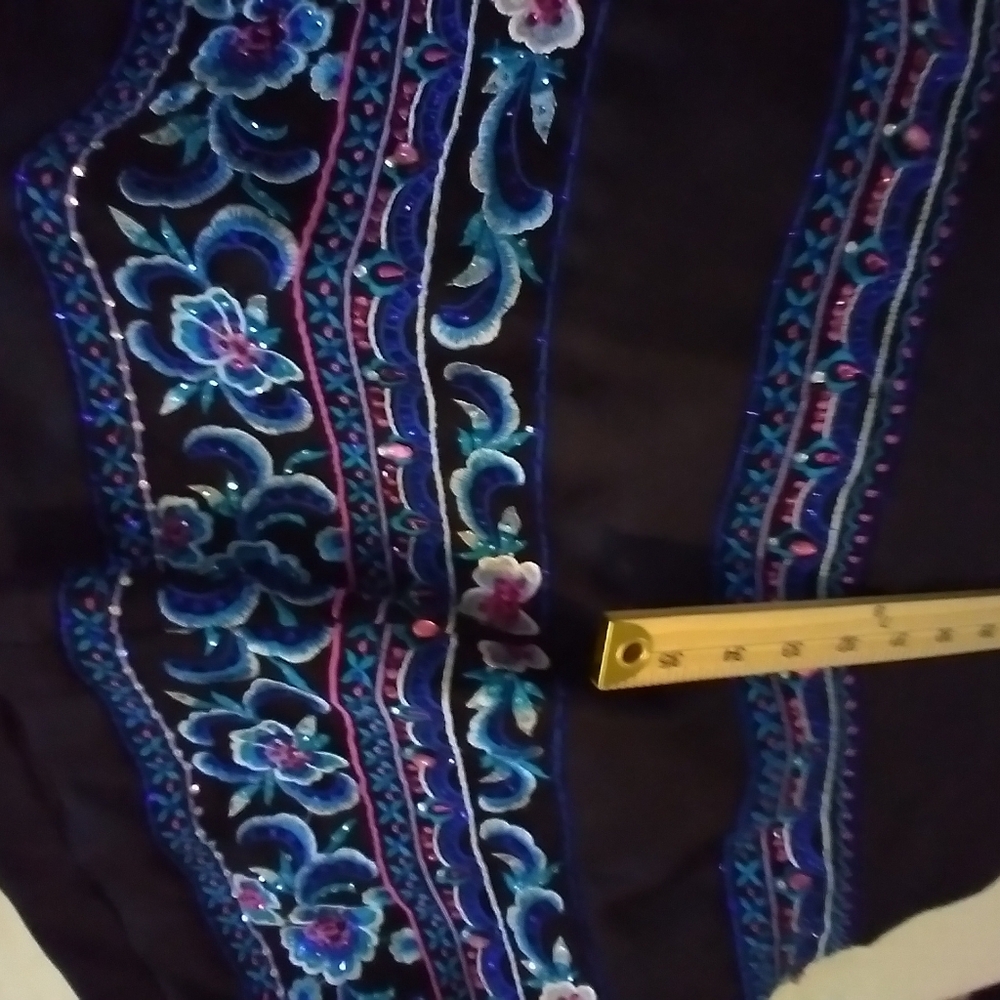 2pc Cabana Type Gown Elegant Black With Colorful Beaded Halter Bra Type Flared - Picture 10 of 13